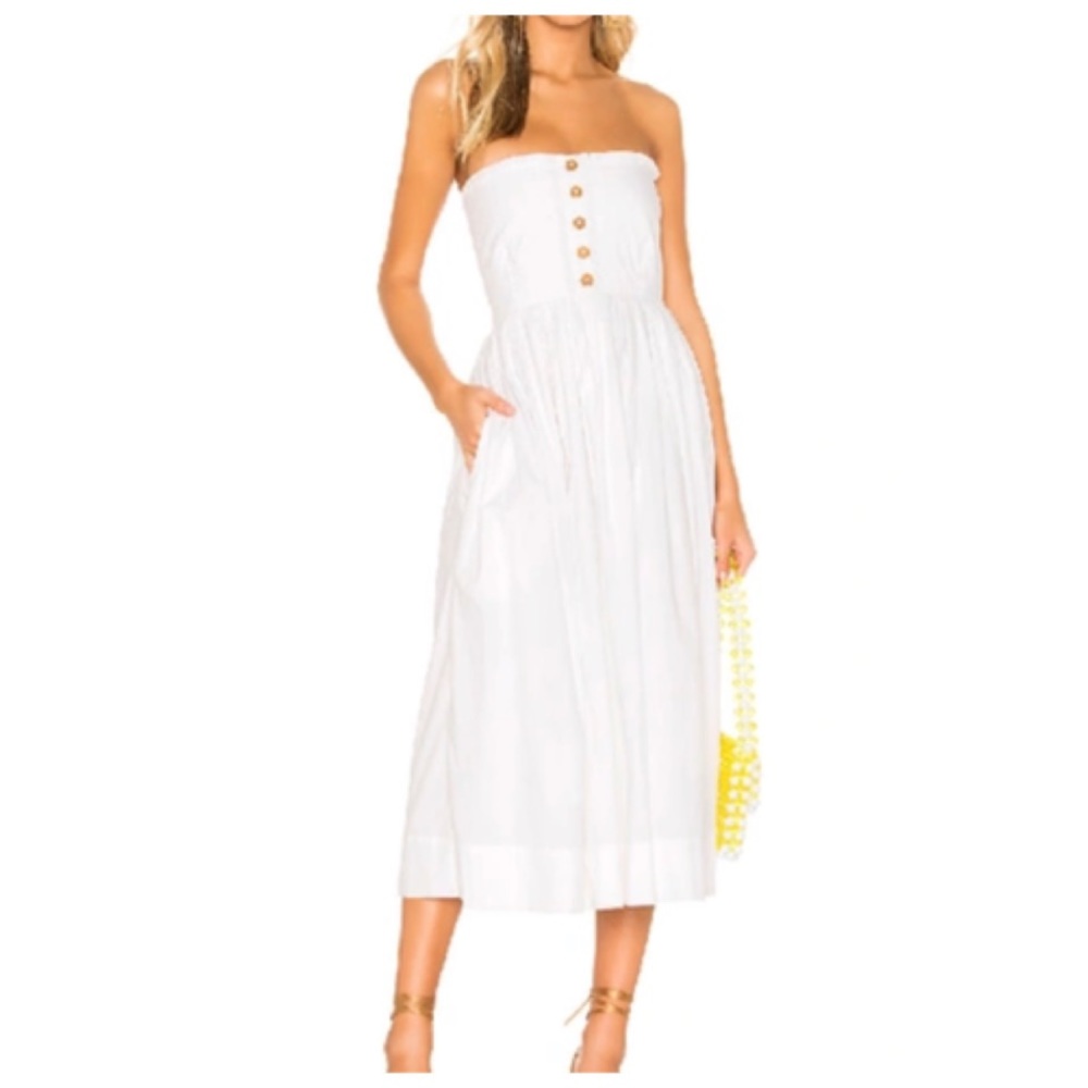 NWT Free People Lilah Midi Cotton Dress in White, XL